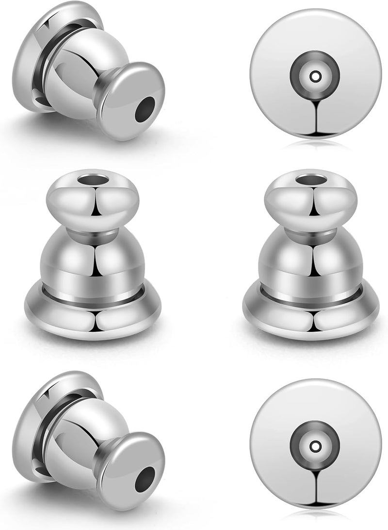DSOMHZ Earring Backs Replacements,Bullet Earring Backs for Studs/Droopy Ears, Secure Locking Backings for Sensitive Ears, Hypoallergenic&Comfortable (White Gold 6 PCS) - Image 1